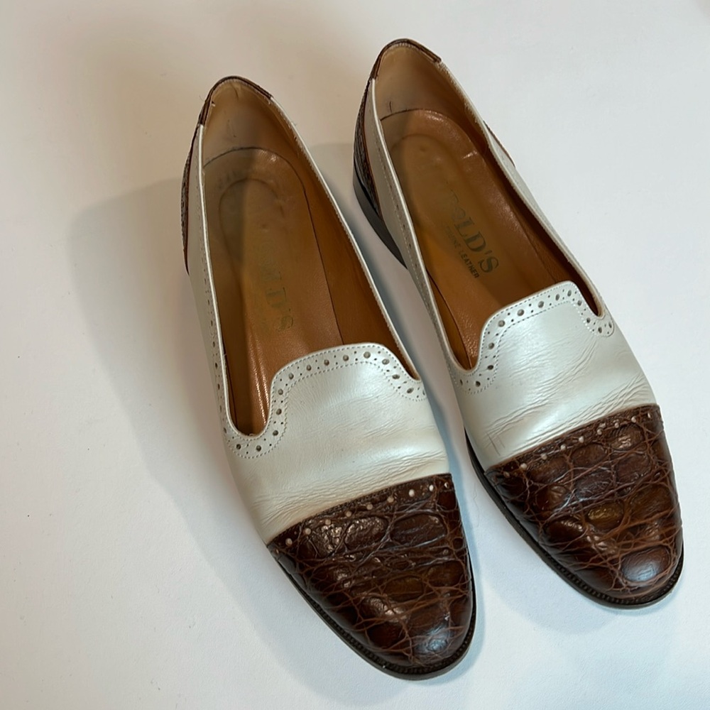 Vintage - HAROLDS, beige/brown leather flats, 9